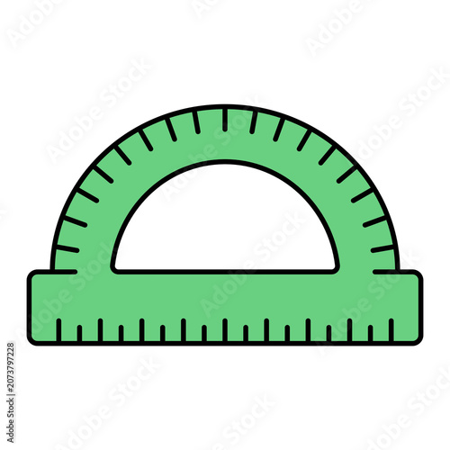 Green Protractor Ruler Math Tool Cartoon Style Illustration Isolated