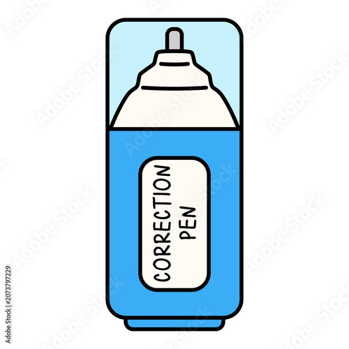 Correction Pen Stationery Cartoon Style Illustration Isolated