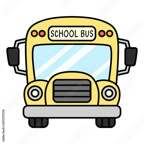 Yellow School Bus Vehicle Cartoon Style Illustration Isolated