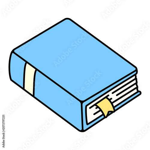 Blue Cover Book Cartoon Style Illustration Isolated