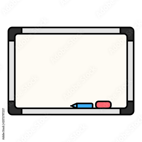 Whiteboard With Dry Erase Marker Cartoon Style Illustration Isolated