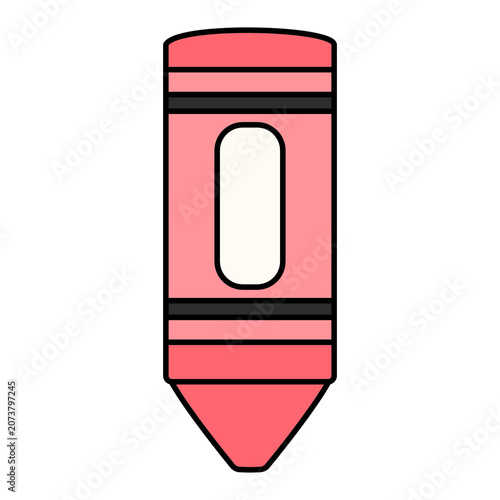Red Crayon Drawing Tool School Supply Cartoon Style Illustration Isolated