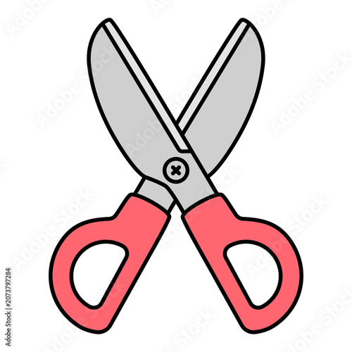 Red Scissors Tool Cartoon Style Illustration Isolated