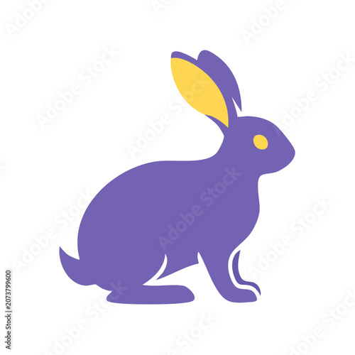 Purple Rabbit Flat Vector Illustration