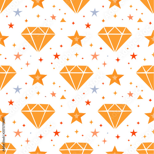 Seamless Geometric Diamond and Star Pattern