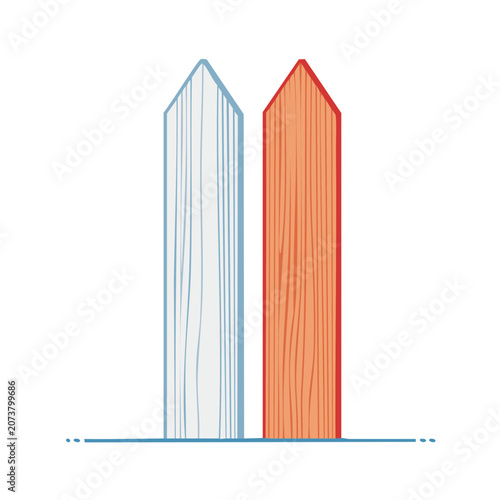 Two colored pencils in flat vector style