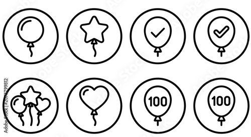 New Year Balloon Icon Set Minimal Vector Design