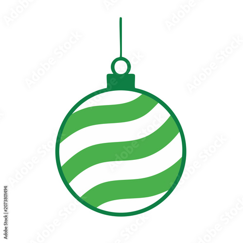 Green and white striped Christmas ornament icon