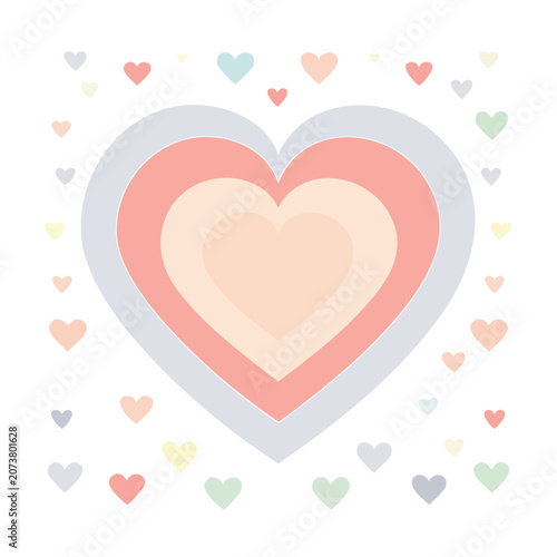 Nested Hearts with Scattered Small Hearts Illustration