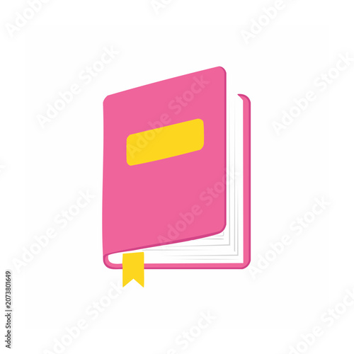 Pink closed book with yellow bookmark icon