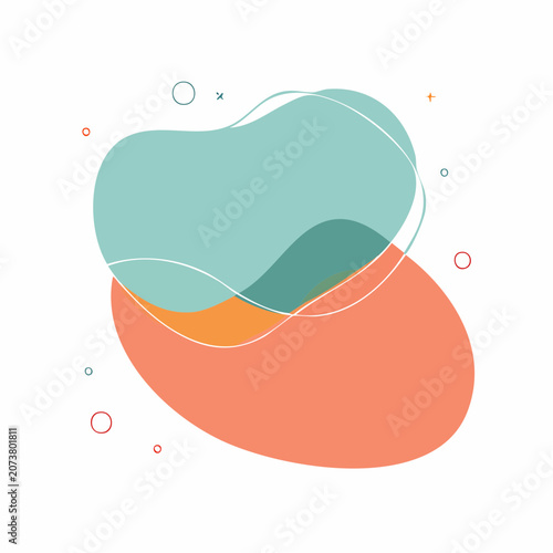 Abstract Organic Shapes with Soft Colors and Thin Lines