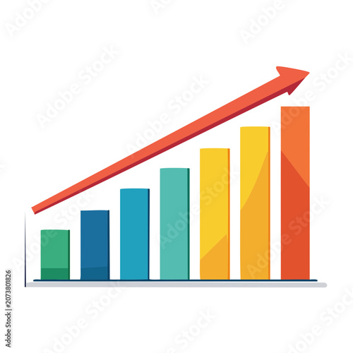 Bar chart with upward trending arrow