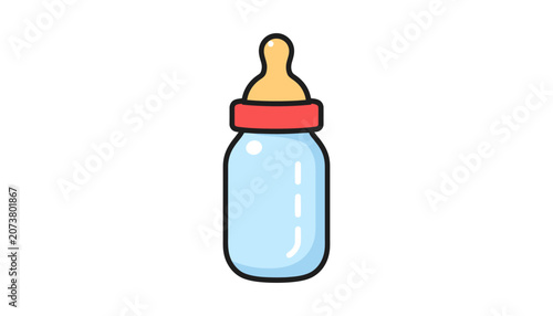 Cute Baby Feeding Bottle Vector Icon