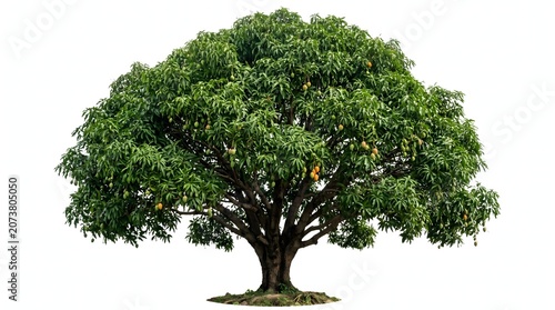 Healthy green mango tree with dense foliage isolated on white background isolated background