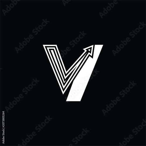 Initial Letter  V logo icon abstract techno line design concept for business or brand identity.