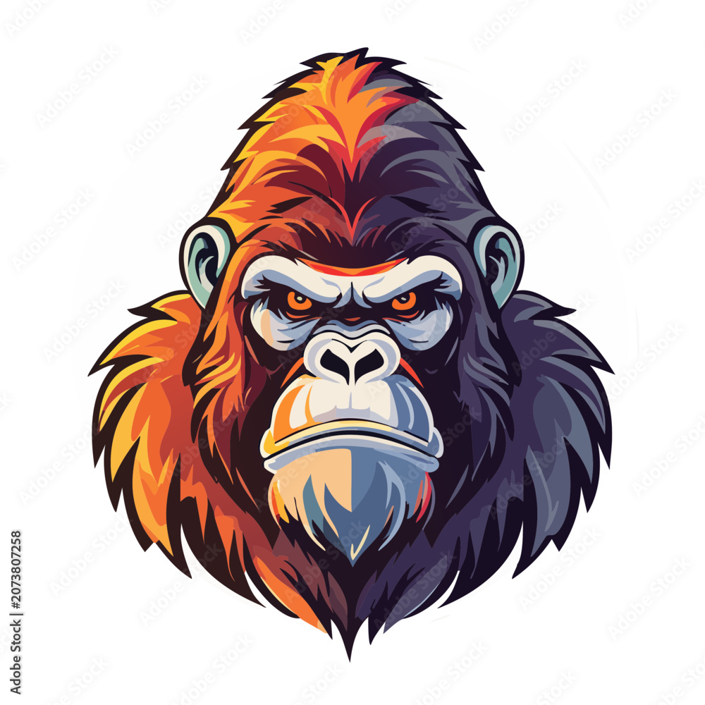 Fototapeta premium Cartoon Gorilla Head Vector Illustration