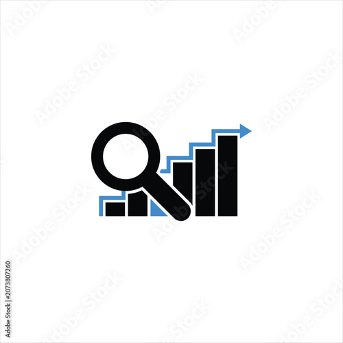 Graph analysis magnifying glass icon