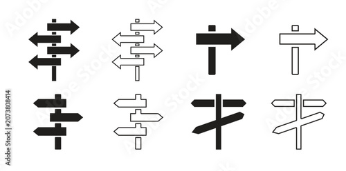 Set of Signpost icon, Signpost Logo, Signpost vector illustration