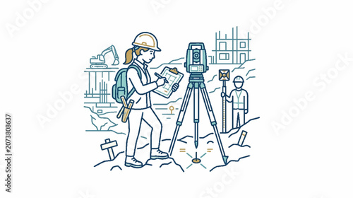 Female architect and worker on urban construction site