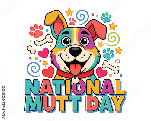 Foto NATIONAL MUTT DAY vector illustration isolated on white background