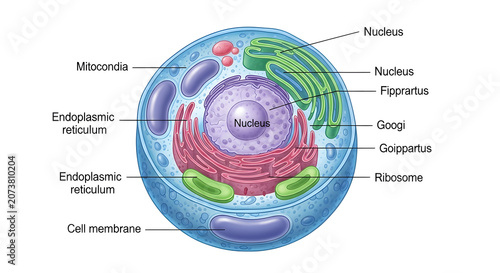 Educational diagram of animal cell structure for biology students and teachers