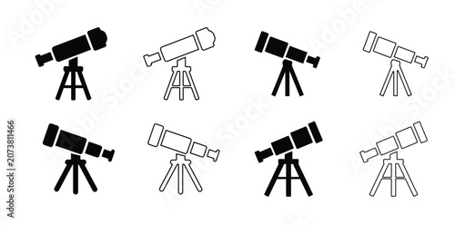Set of Telescope icon, Telescope Logo, Telescope vector illustration