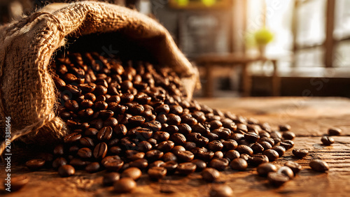 Foto High resolution coffee bean sack background image