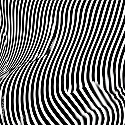 Dynamic Black and White Wavy Line Optical Illusion Background