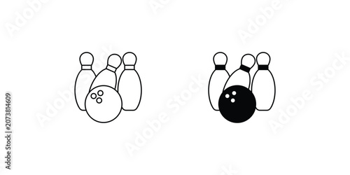 Fotografie Bowling  set icon with white background vector stock illustration