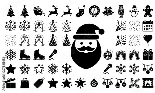 Christmas Santa Claus Icon Minimal Vector Illustration