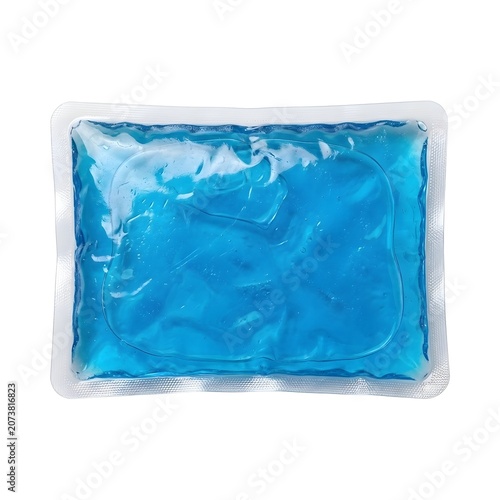 Blurry Studio Gel Ice Pack On White Solid Background, Reusable Cold Therapy Accessory For Injury Relief, Health And Wellness Product