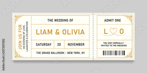 Fotografie Wedding ticket invitation template