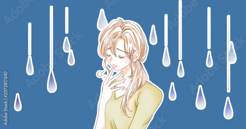 Photos 溜息をつく女性　雨