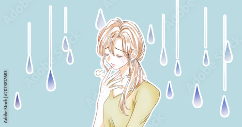 Photos 溜息をつく女性　雨