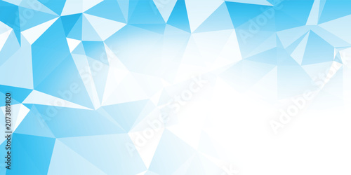 Light Blue and White Low Poly Polygon Background with Soft Crystal Facets and Spacious Copy Space abstract vector background eps10