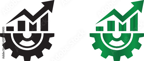 Tableau sur toile Real estate investment growth icon set black and green versions