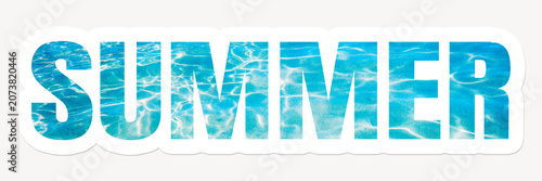 Canvastavla Summer word typography, white border text, blue water in a swimming pool