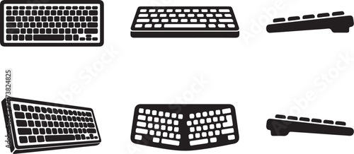 Minimalist Computer Keyboard Vector Icon Set for Tech Design