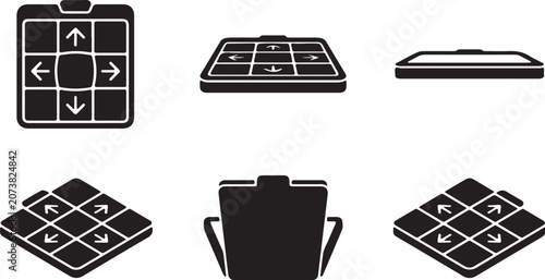 Minimalist Dance Floor Mat Icons in Various Isometric Views