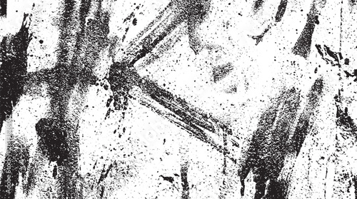 Fotografie Rough black spray paint splatter and grunge texture on white background for desi