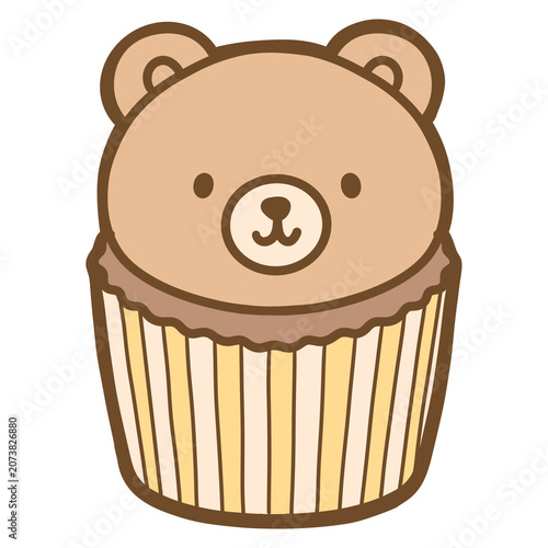 Cute cupcake with bear Dessert clipart png