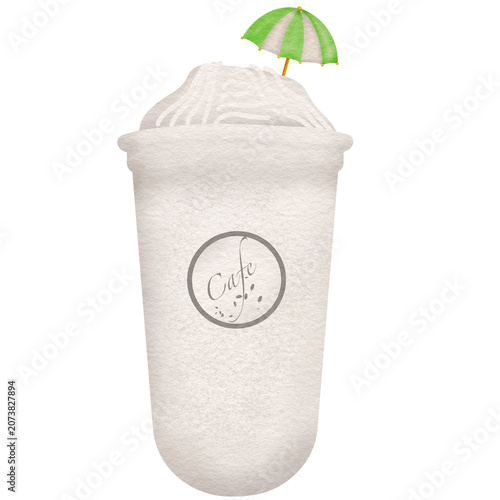 Coconut smoothie in clear plastic cup