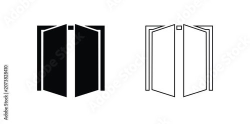 Cuadro en lienzo Open double door icon, Open double door Logo, Open double door Vector illustrati