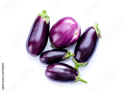 Fresh eggplant isolated on white background