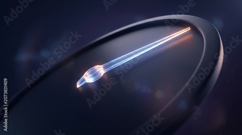 Close-up of glowing dial needle on gauge