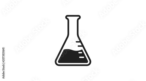 Photos Erlenmeyer flask with liquid black and white silhouette