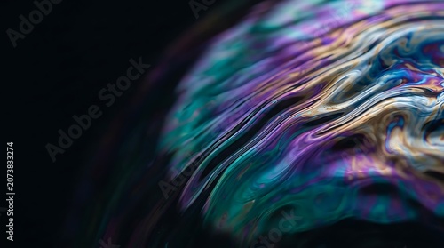 Abstract Blue Fractal Background with Colorful Flowing Lines, Swirls of Light and Energy, Psychedelic Spectrum Motion Texture Wallpaper Design