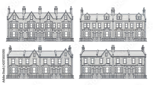 Tableau sur toile Row House Architecture Collection: Victorian, Edwardian, Georgian Styles