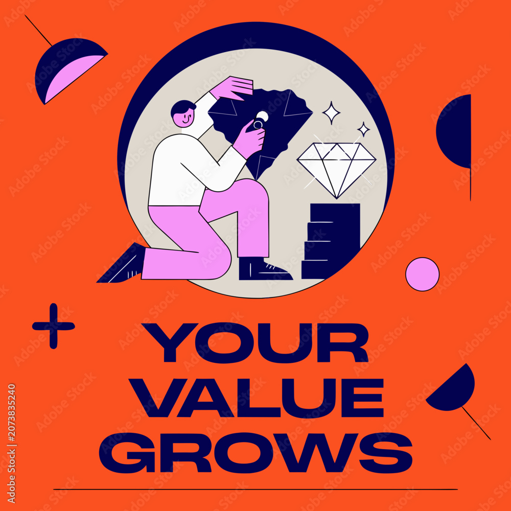 Naklejka premium Motivational Flat Vector Illustration of Hidden Potential Personal Development and Success Concept
