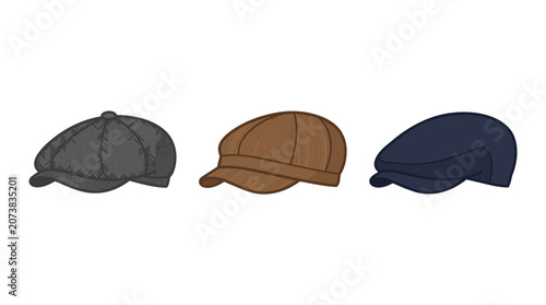 Flat cap icons on a transparent background.